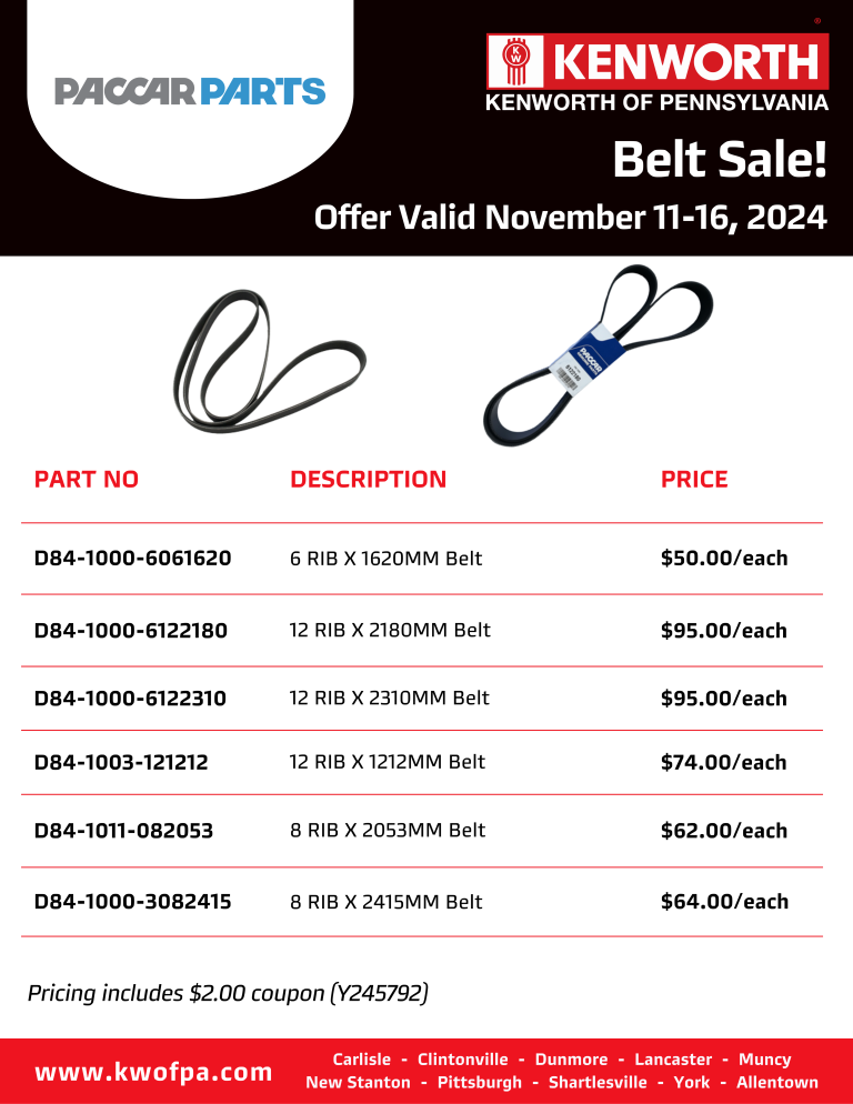 Paccar & TRP Belt Sale